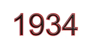 Year Number Prints: red 1934 number 3d effect white background
