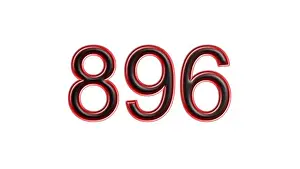 red 896 number 3d effect white background