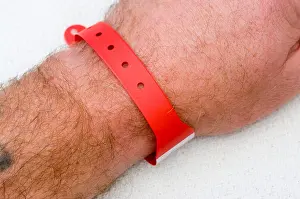 Mans Prints: Red Allergy Hospital Patient Identification Wristband