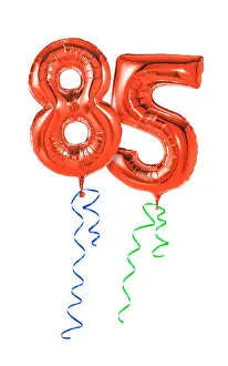 Balloons Prints: Red balloons with ribbon - Number 85