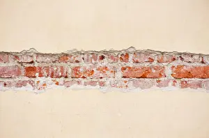 Collapse Prints: Red bricks broken wall unveil texture