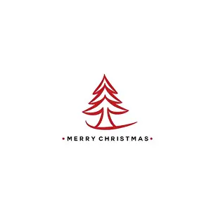 Green Color Prints: Red christmas tree vector illustration