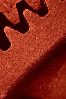 Rack Prints: red cogwheel or vintage machinery abstract background