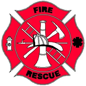 Flames Prints: Red fireman sign with instrument