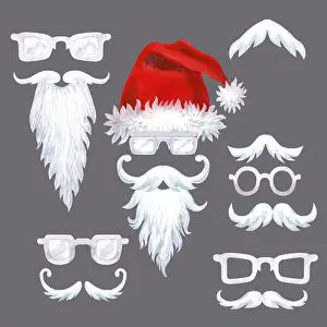 Calendar Date Prints: Red hats with fur, white mustache