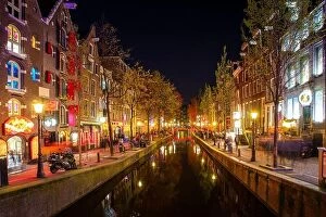 Images Dated 3rd May 2016: Red light district in Amsterdam, Netherlands at night. Nightlife in in Amsterdam, Netherlands
