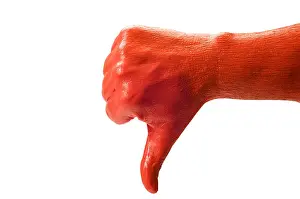 Vibrant Color Prints: Red Paint Thumbs Down