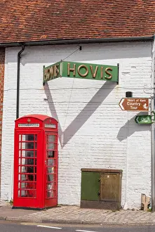 Quiet Prints: Red phone box and Hovis advertising sign in Yalding village in kent