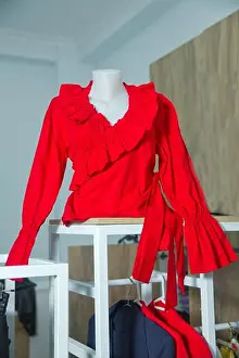 red shirt, Trendy red blouse. Summer blouse