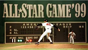 Team Prints: Red Sox pitcher Pedro Martinez pitching during the All Star Game at Fenway Park in Boston Ma USA photo by bill belknap