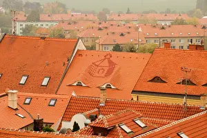 Red Colour Prints: The red tiled roofs of Mikulov in Moravia Czech Republic