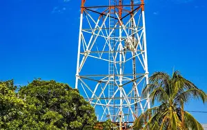 Puerto Prints: Red white 5G tower radiation in Puerto Escondido Mexico