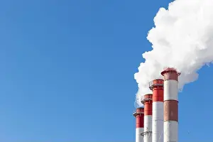 Vapor Prints: red-white chimneys of the boiler room