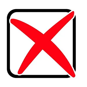 Check Up Prints: Red X in black box as icon for ticking, rejecting or voting
