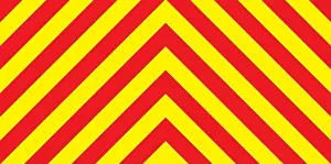 Zigzag Prints: A red and yellow warning chevron emergency vehicle background