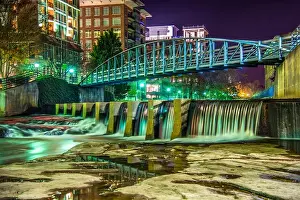 Blue Ridge Mountains Prints: Reedy River and River Place in Downtown Greenville South Carolina SC