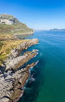 Cantabrian Prints: Reefs and coast of Sonabia, Spain, Cantabrian sea - drone aerial view