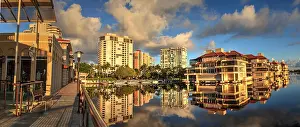 High Dynamic Range Prints: Reflection in the water of buildings along the Village at Venetian Bay in Naples, Florida