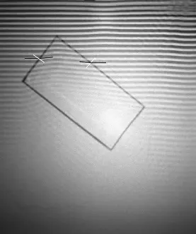 Optics Prints: refraction in ripple tank using glass block with normals marked