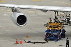 Lufthansa Prints: refueling for an Airbus A340-300 of Lufthansa airlines Incheon International Airport South Korea Asia