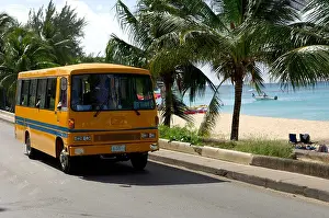 Bay Beach Prints: Reggae bus Mullins bay and beach Barbados