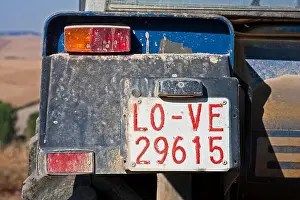 Oddity Prints: registration plate at a vehicle in Gra±¾n with the writing LOVE