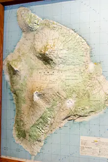 Big Island Prints: Relief map of the Big Island, Volcano House Hotel, Hawai'i Volcanoes National Park