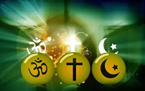 Shaddow Prints: religious emblem christian muslim icon hindu illustration community image unity