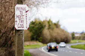 Attached Prints: Religious sign typical of many erected in rural Protestant areas of Northern Ireland