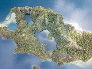 Aerial Landscape Collection: The remote limestone islands of Misool in Raja Ampat are surrounded by calm seas and healthy reefs