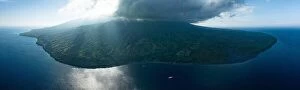 Aerial Landscape Collection: The remote, volcanic island of Sangeang rises from the seascape near Komodo National Park, Indonesia