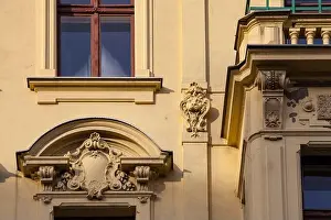 Rental Prints: Rental properties in Berlin. Historic terraced houses in a street with decorative plasterwork