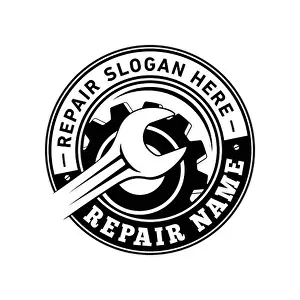 Wrench Prints: Repair logo design. Wrench and gear