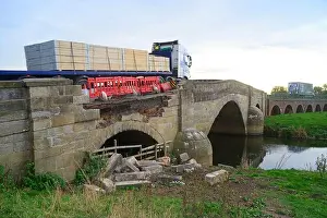 Archway Prints: repairwork to damaged grade two listed bubwith bridge crossing the river derwent bubwith york yorkshire united kingdom
