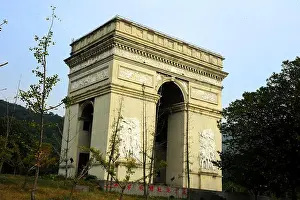 Replica Prints: A replica of the Arc de Triomphe is seen at Huaxi village in Jiangyin city