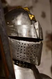 Armored Prints: Replica of a medieval knight's helmet