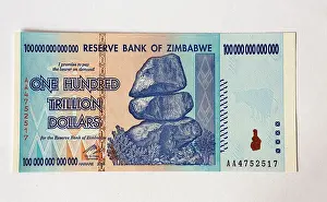 Zimbabwe Prints: Reserve Bank of Zimbabwe One Hundred Trillion Dollars bank note