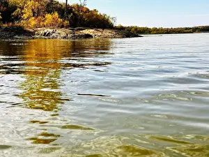 Reservoir Choiniere, Yamaska, Quebec, Canada - view of the shores in Autumn. Fall landscape