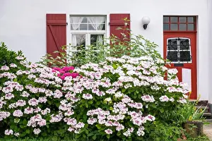 Splendid Prints: Residential house with striking red shutters and door