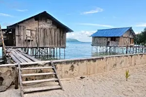 Irian Jaya Prints: Residential huts in Raja Ampat Indonesia