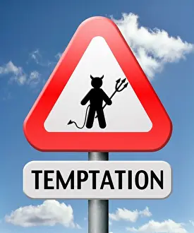 Tempting Prints: resisting temptation resist tempting from devil lose bad habits by self control road sign with text