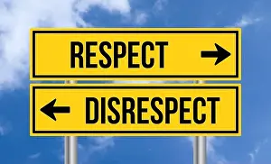 Guidepost Prints: Respect or disrespect road sign on cloudy sky background