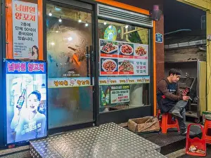 Night Life Prints: Restaurant worker having a break