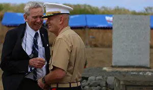 Retired Marine Lt. Gen. Norman Smith shares wisdom with current U.S. Marine Forces Pacific Commander Lt. Gen