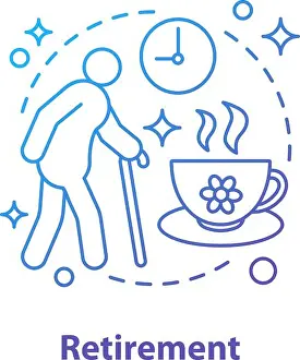 Meaning Prints: Retirement concept icon. Senility idea thin line illustration