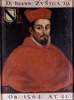 Personaje Prints: RETRATO DEL ARZOBISPO DON JUAN DE ZUÑIGA GOBERNADOR DEL CASTILLO DE BURGOS - SIGLO XVII