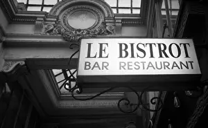 Neon Prints: Retro Bistro Sign in Black and White