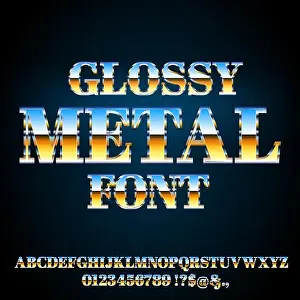 1980 Prints: Retro Future Military Cyber Sci-Fi Movies Style Chrome Typeface in 80s Retro Futurism style