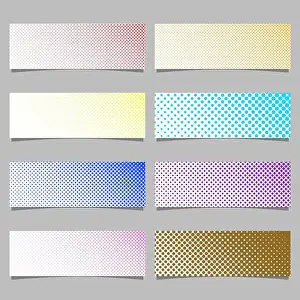 Polka Dot Prints: Retro halftone dot pattern banner background set - horizontal illustrations with circles in varying sizes