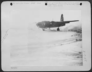 Difficulties Prints: Returning from a mission, a Martin B-26 Marauder skids off the runway
